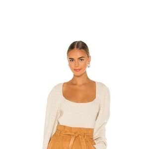 Free People Cream Scoop Neck Sweater